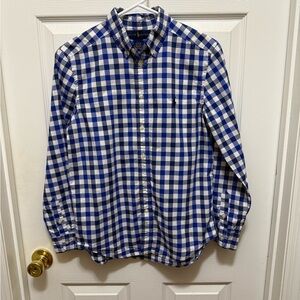 Ralph Lauren Boys Blue and White Check Button Down